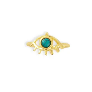 Theia Eye Gold Tone Ring With Stone Set