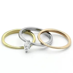 Three Tone IP Gold & IP Rose Gold & High Polished) Stainless Steel Ring with AAA Grade CZ in Clear for Women Style TK1276