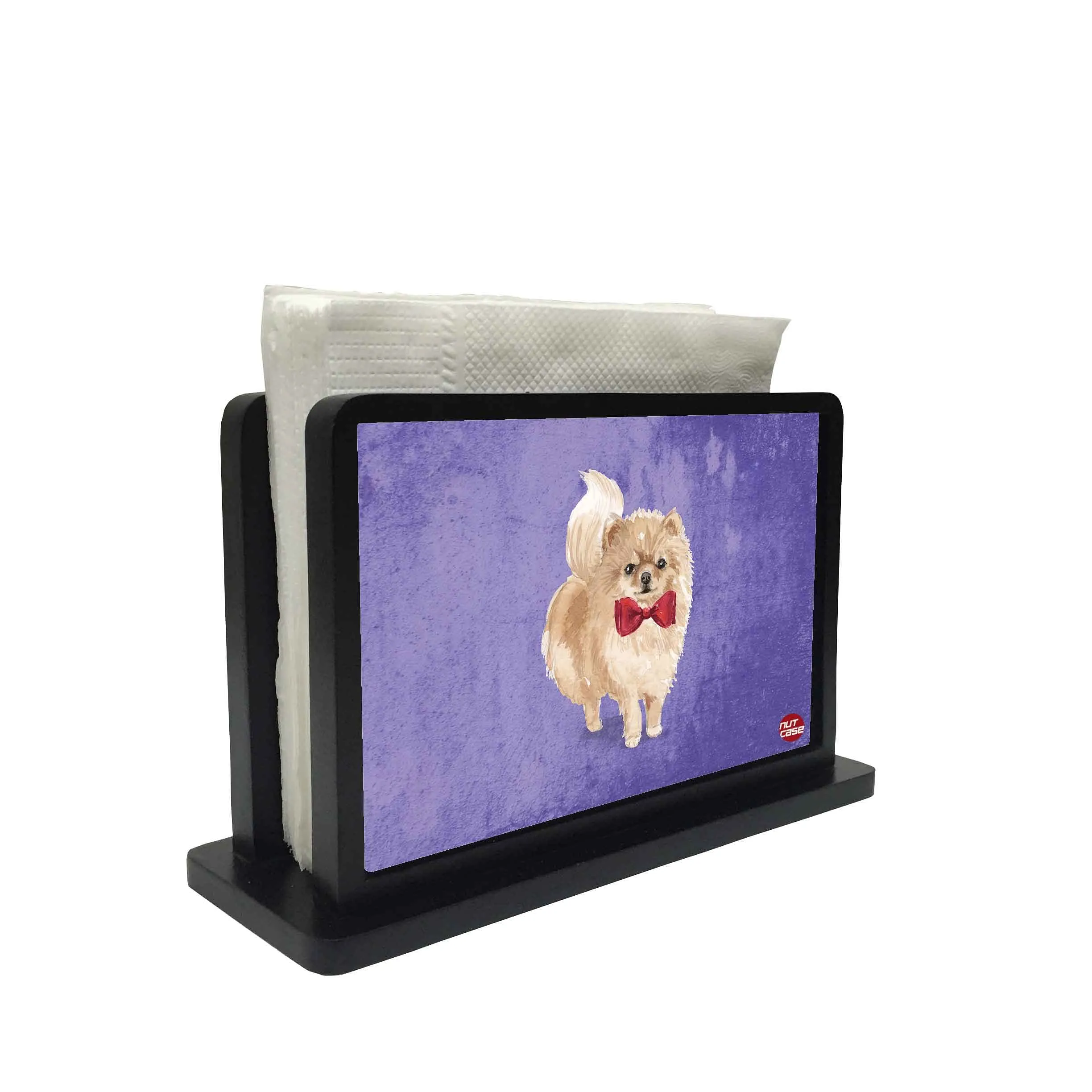 Tissue Holder Paper Napkin Stand - Red Tie Dog