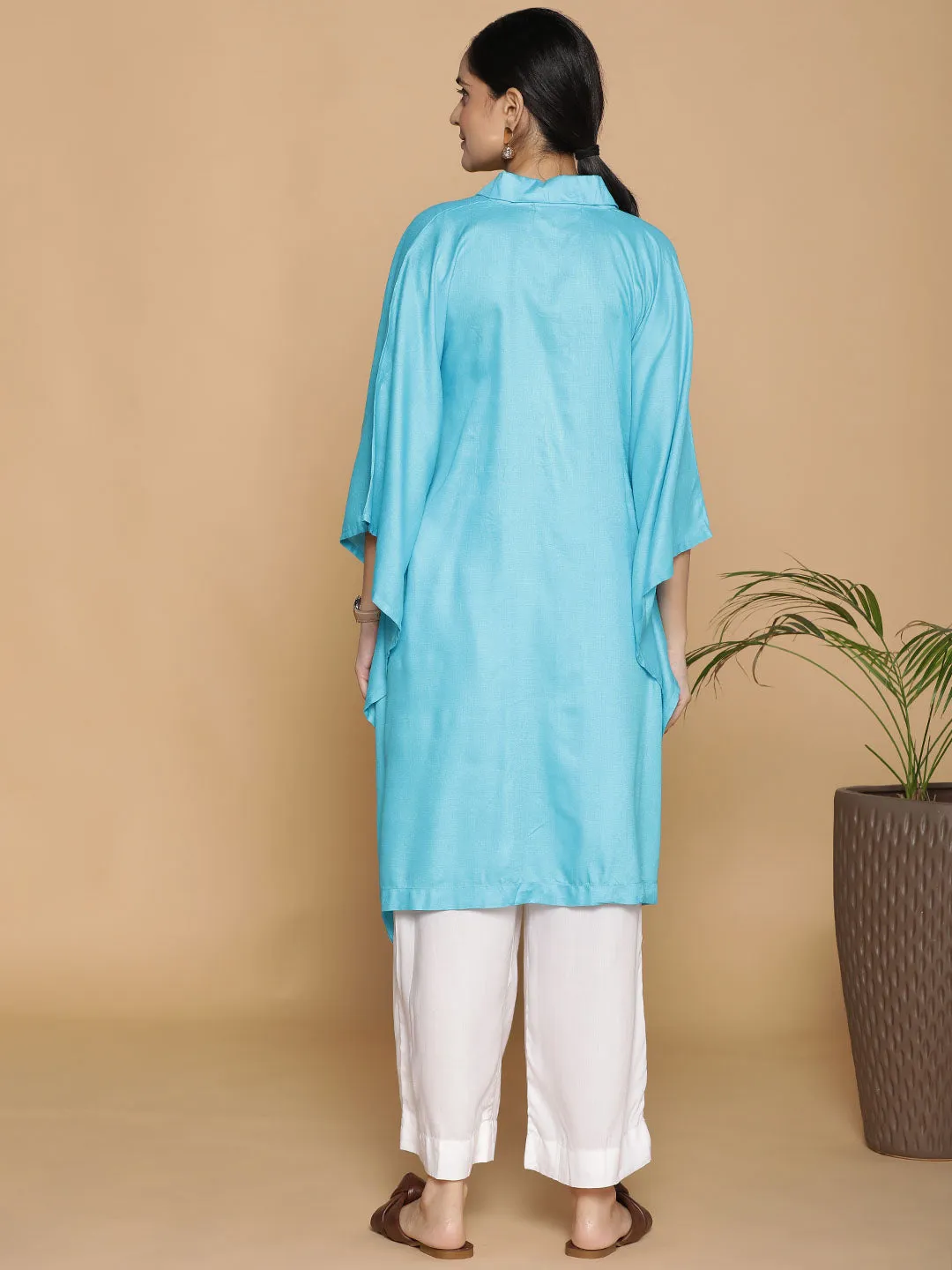 Turquoise Rayon ShirtKurta - Noor