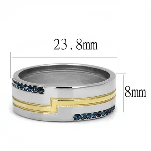 Two-Tone IP Gold (Ion Plating) Stainless Steel Ring with Top Grade Crystal in Montana for Women Style TK3266