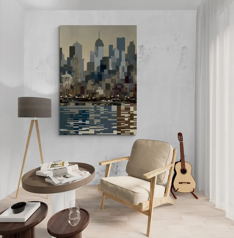 Urban Symphony: Cubist Wall Art Print - canvas