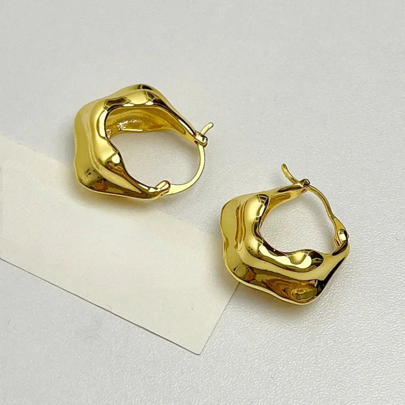 VAIGE Artistic Asymmetrical Hoop Earrings - Silver & Gold