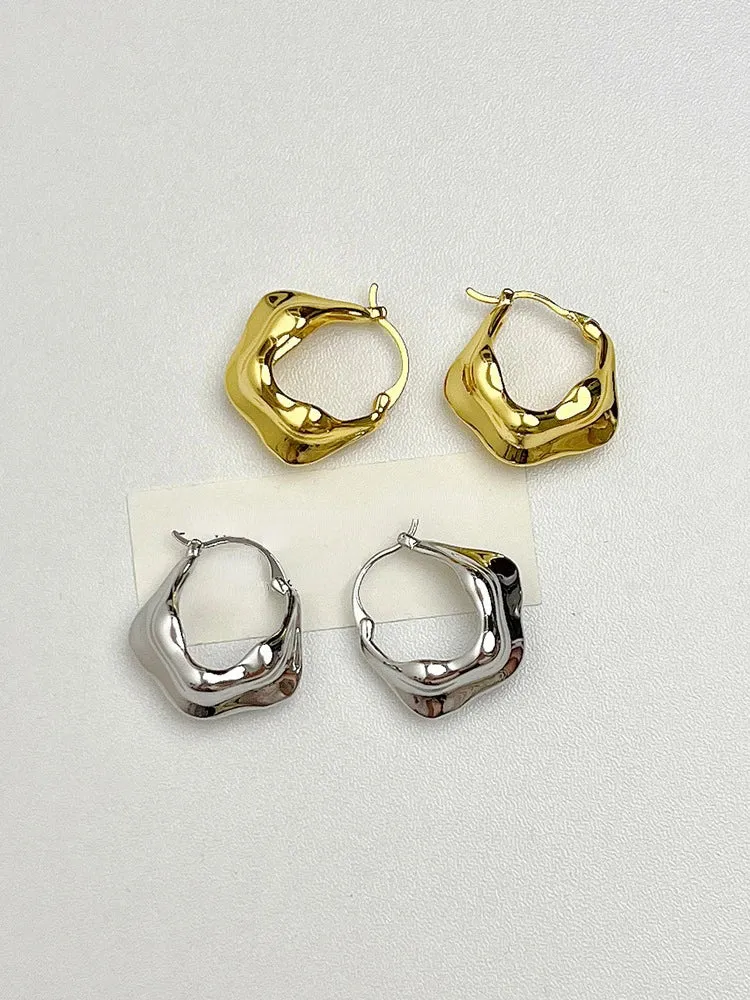 VAIGE Artistic Asymmetrical Hoop Earrings - Silver & Gold