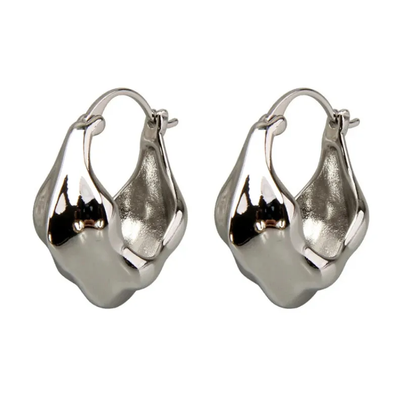 VAIGE Artistic Asymmetrical Hoop Earrings - Silver & Gold