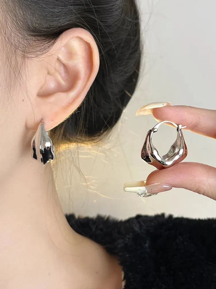 VAIGE Artistic Asymmetrical Hoop Earrings - Silver & Gold