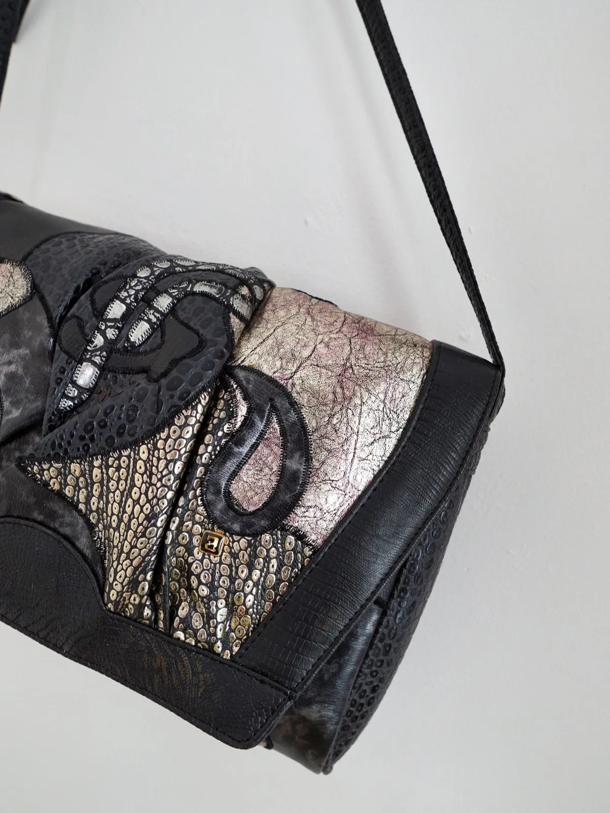 Vintage 80's Wild Snakeskin Patchwork Bag