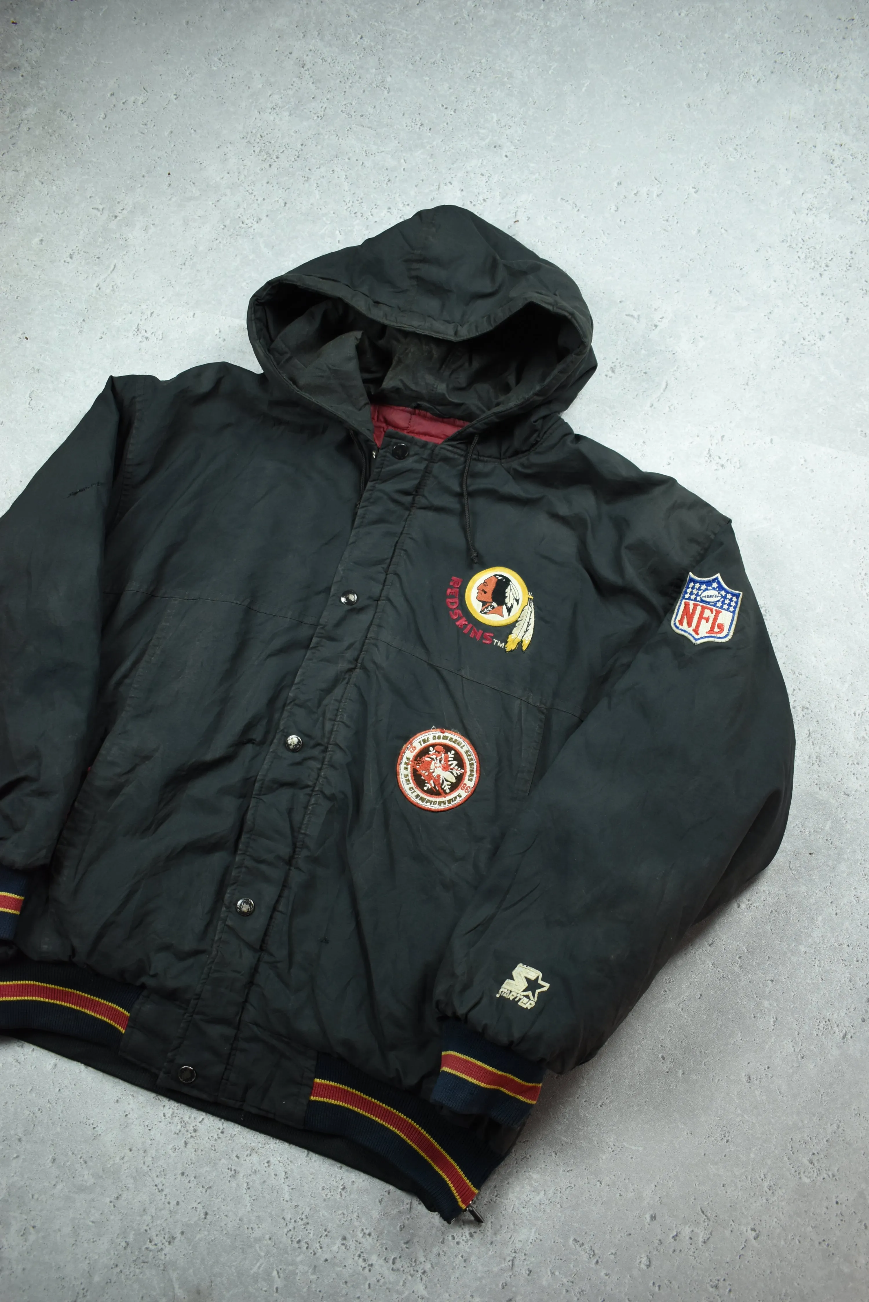 Vintage Redskins Embroidered Parker Jacket Large