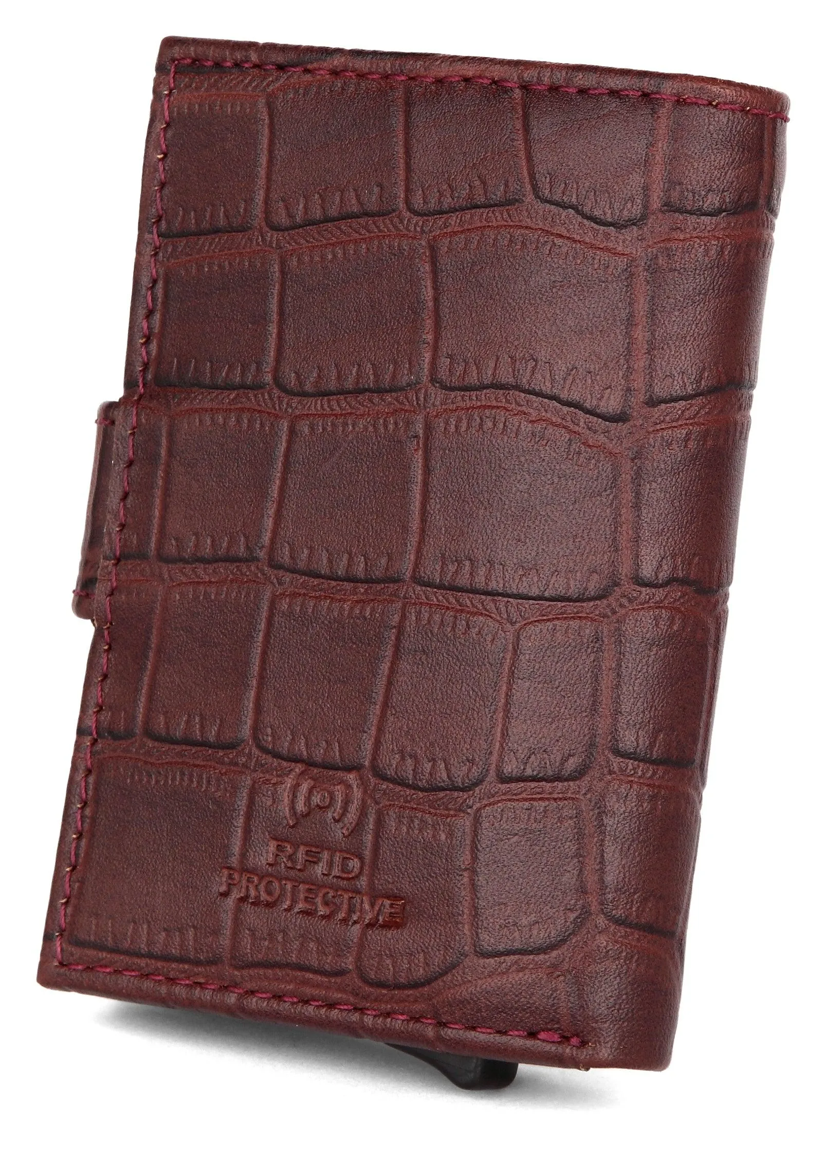 WildHorn® RFID Protected Unisex Genuine Leather Card Holder (Bombay Brown Croco)