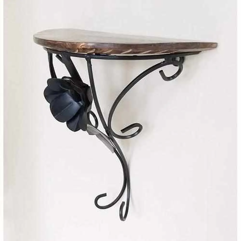 Wooden & Iron Decorative Wall Bracket Shelf  4x8x9 inches