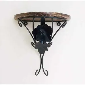 Wooden & Iron Decorative Wall Bracket Shelf  4x8x9 inches